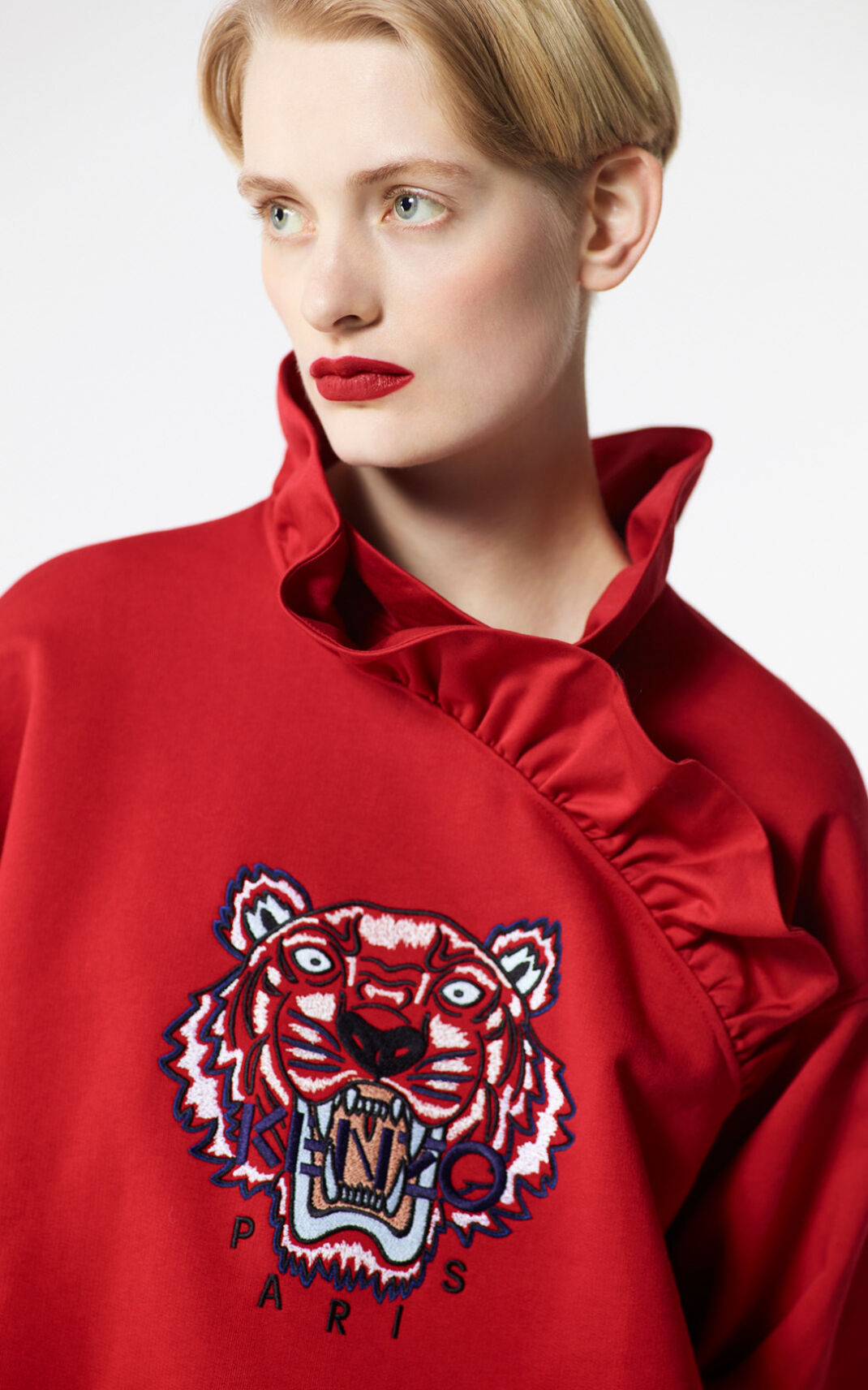 Kenzo Frilled Tiger Ženska Puloverji Rdeča SI-0925450